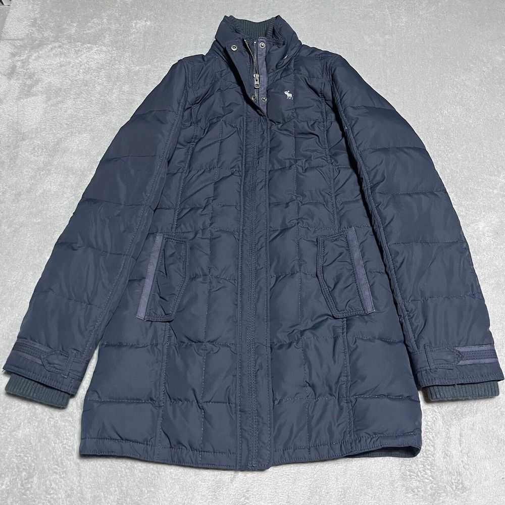 Abercrombie &‎ Fitch Coat Womens Small Navy Blue Goose Down Puffer Parka Preppy